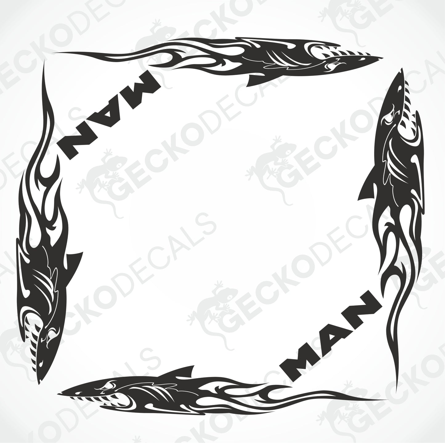 MAN SHARK TRIBAL SIDE WINDOW DECALS