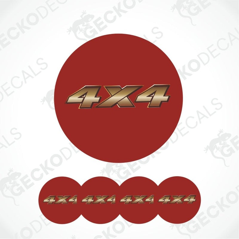 Red and gold 4x4 decal set on a white background
