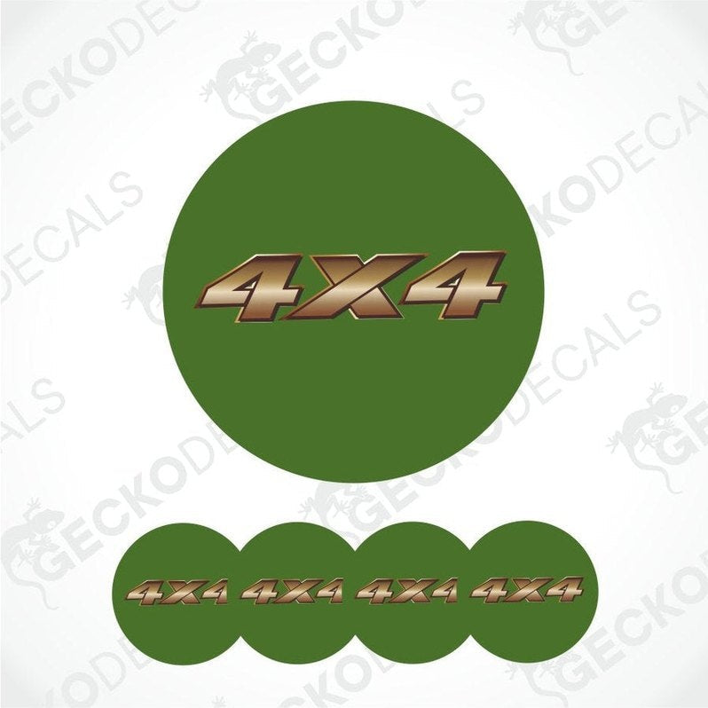 Green round decal with '4X4' text on a white background