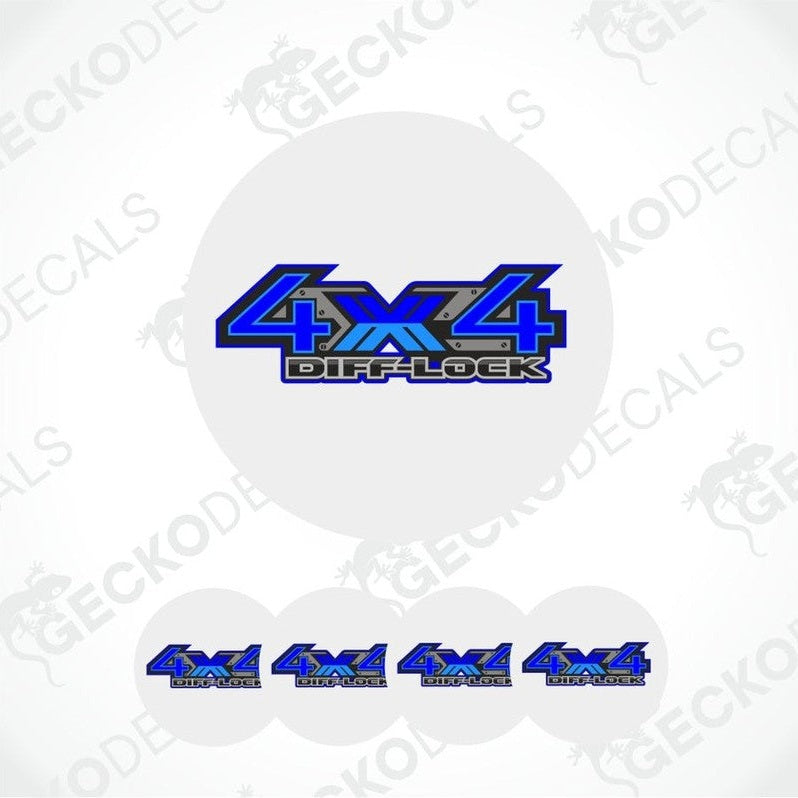 4x4 Diff-Lock decal on a white background with Gecko Decals branding.