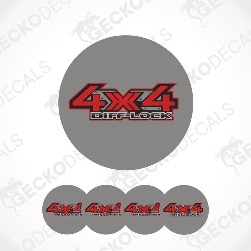 Red '4x4 Diff-Lock' logo on gray circles with 'Geckodecals' branding.