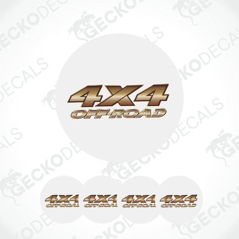 Gold '4X4 Off Road' decals on a white background