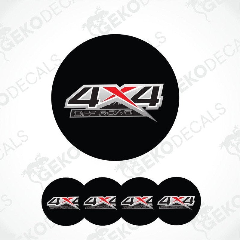 Black circular decal with '4x4 Off Road' text on a white background