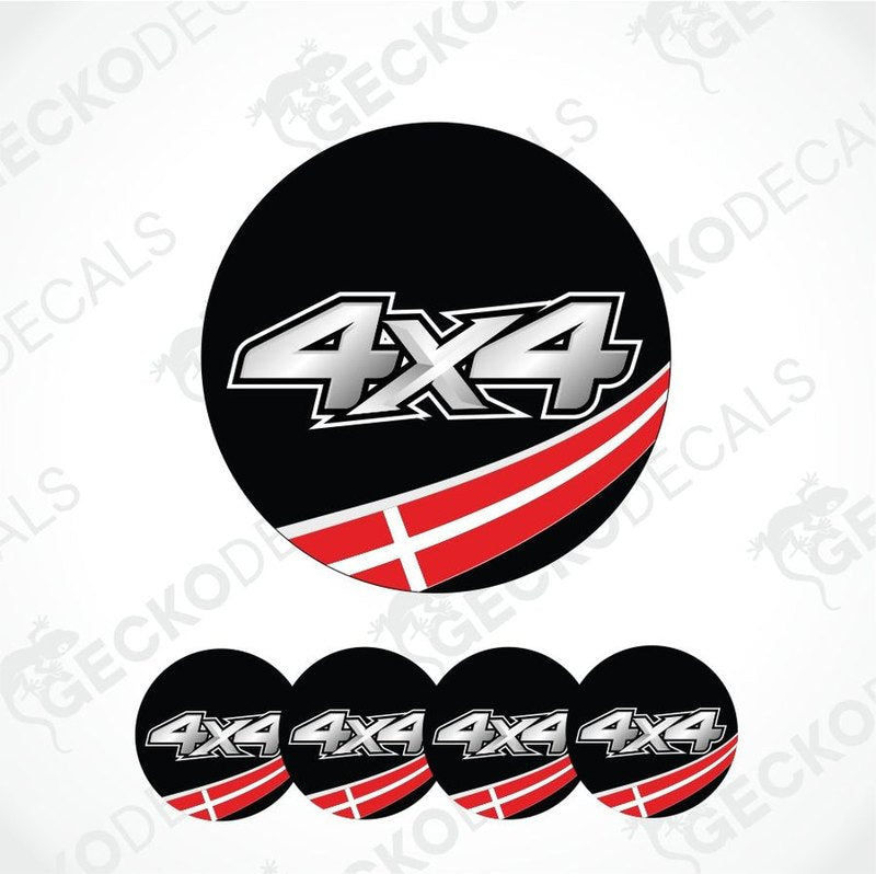 4x4 decal design with black, red, and white colors on a white background.