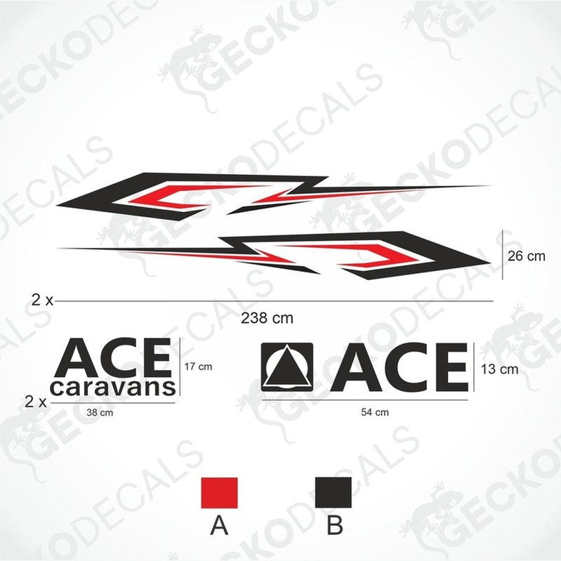 ACE DECORATION SET die cut sticker kit for caravans including side and logo decals