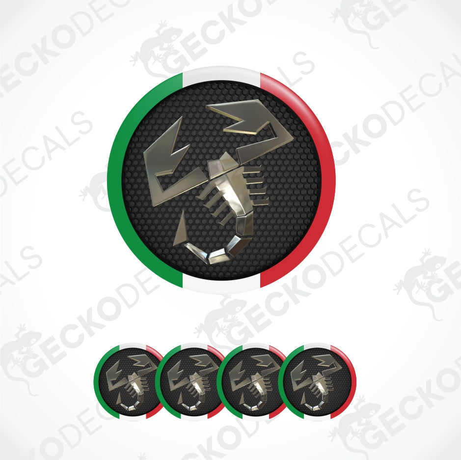 A set of circular black car decals featuring the '500X' logo in metallic silver and red, shown as one large decal and four smaller ones, on a white background with diagonal watermarks.