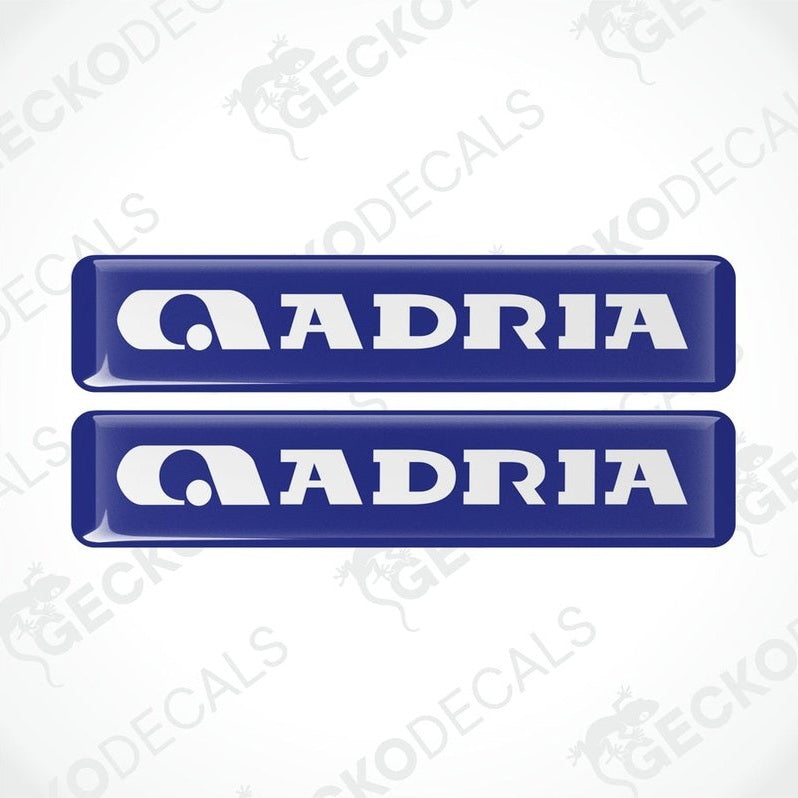 Blue ADRIA epoxy resin vinyl decals with domed polyurethane coating