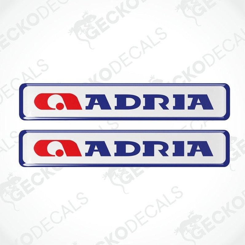 ADRIA epoxy caravan decals set with red A logo and blue text