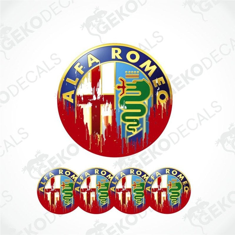 Alfa Romeo logo decal with colorful design on a white background