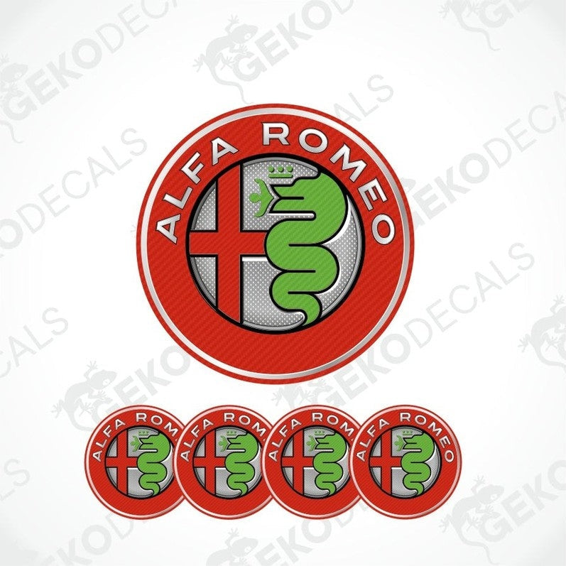 Alfa Romeo logo and decal set on a white background