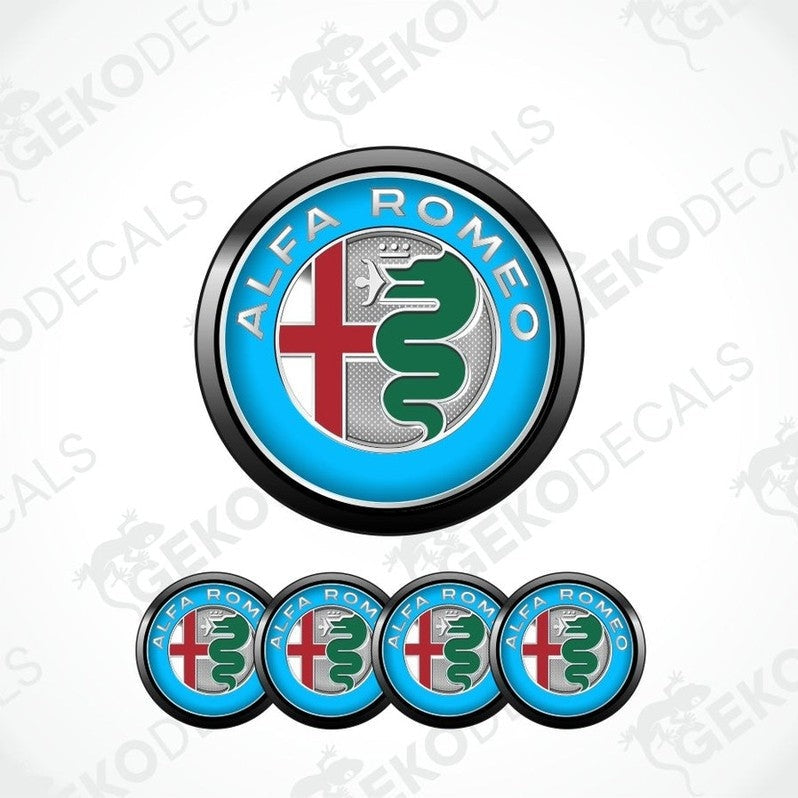 Alfa Romeo logo and decal set on a white background