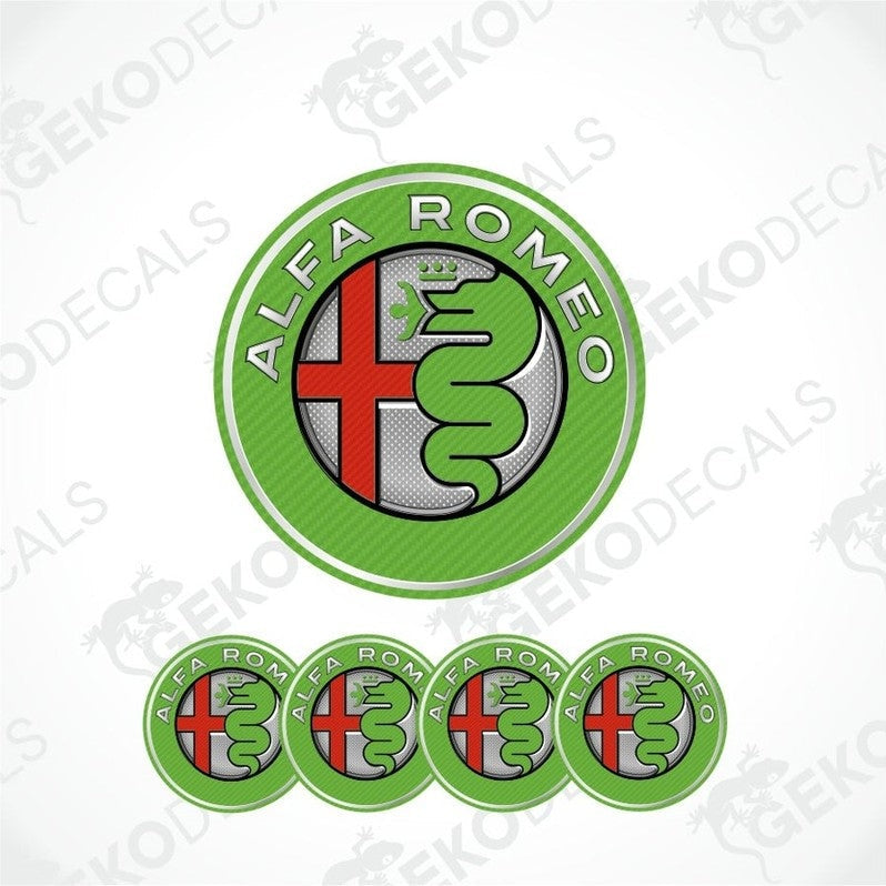 Alfa Romeo logo and branding on a white background with 'Geckodecals' watermark.