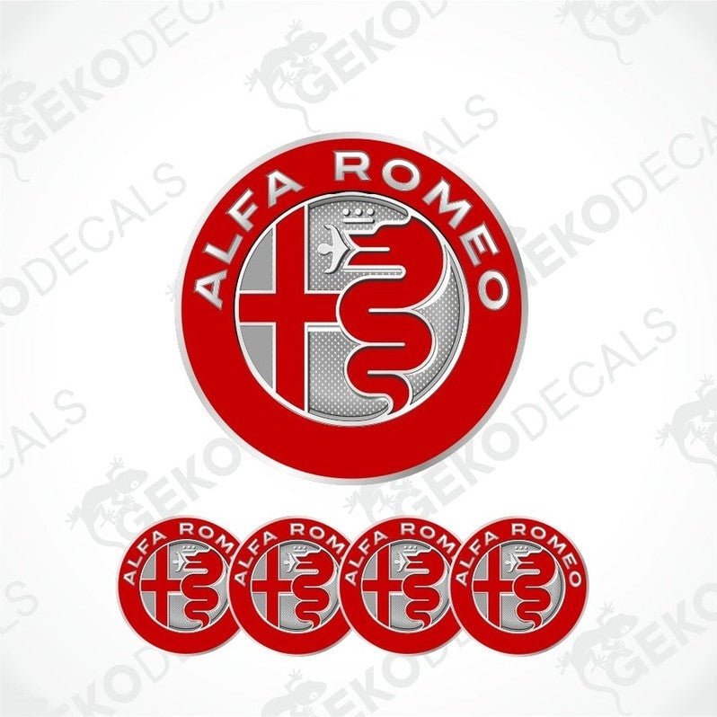 Alfa Romeo logo and decal set on a white background