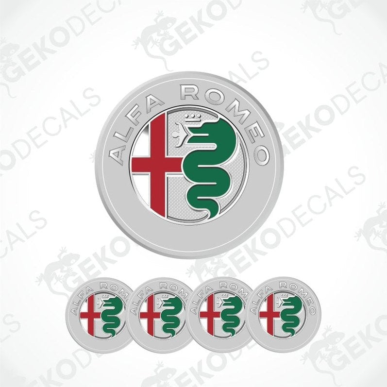 Alfa Romeo logo decal set on a white background