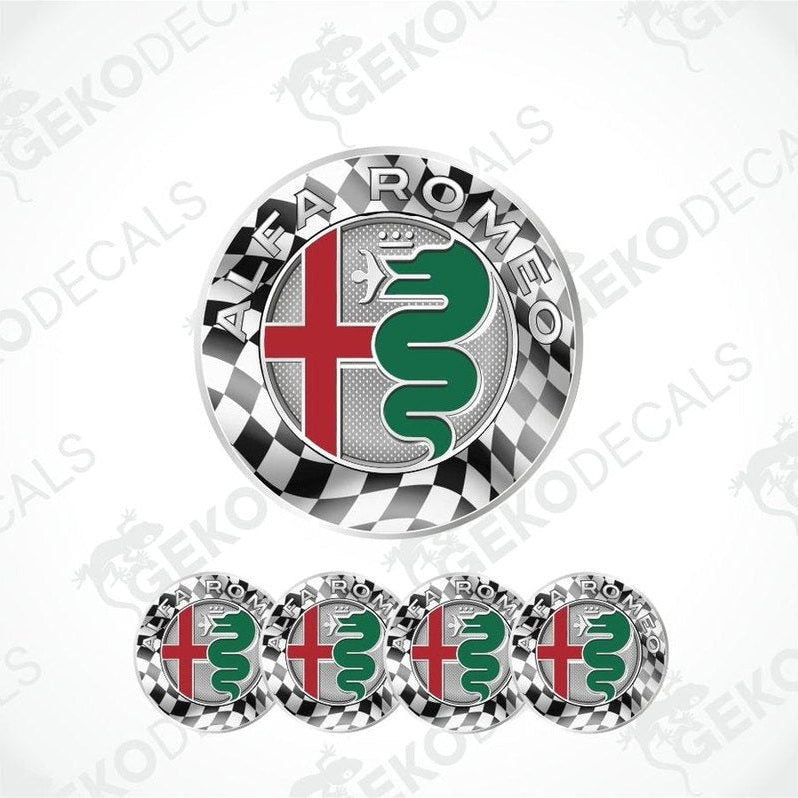 Alfa Romeo logo with checkered border on a white background