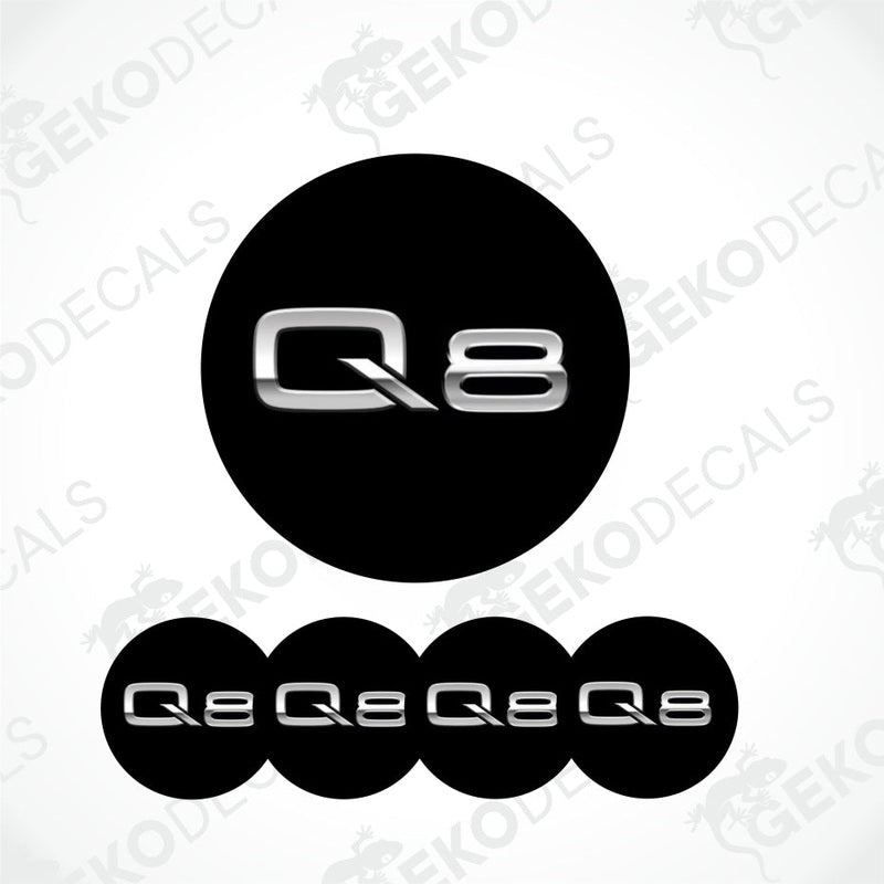 Audi logo decal set on a white background with 'Gekodecals' branding.
