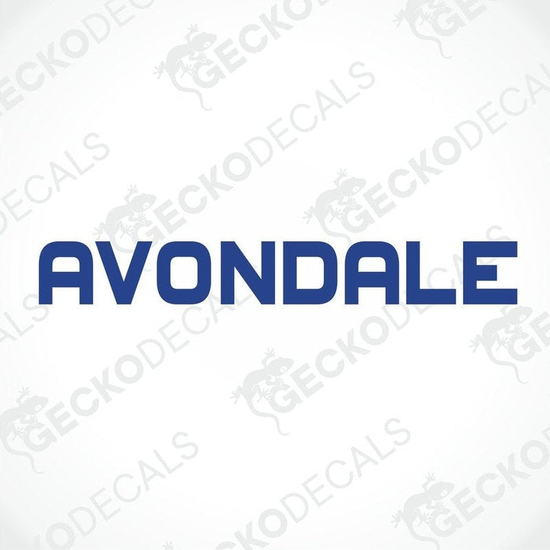 AVONDALE CARAVANS die cut sticker in dark blue sans-serif text for caravan interior or exterior