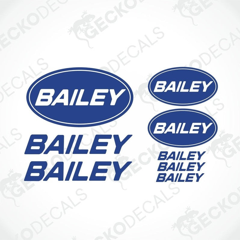 BAILEY CARAVAN logo sticker set with blue oval and text decals for caravan interior exterior