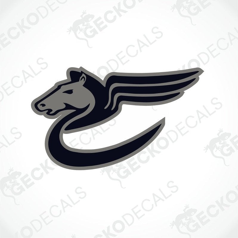 BAILEY PEGASUS die-cut sticker navy blue and gray Pegasus head profile