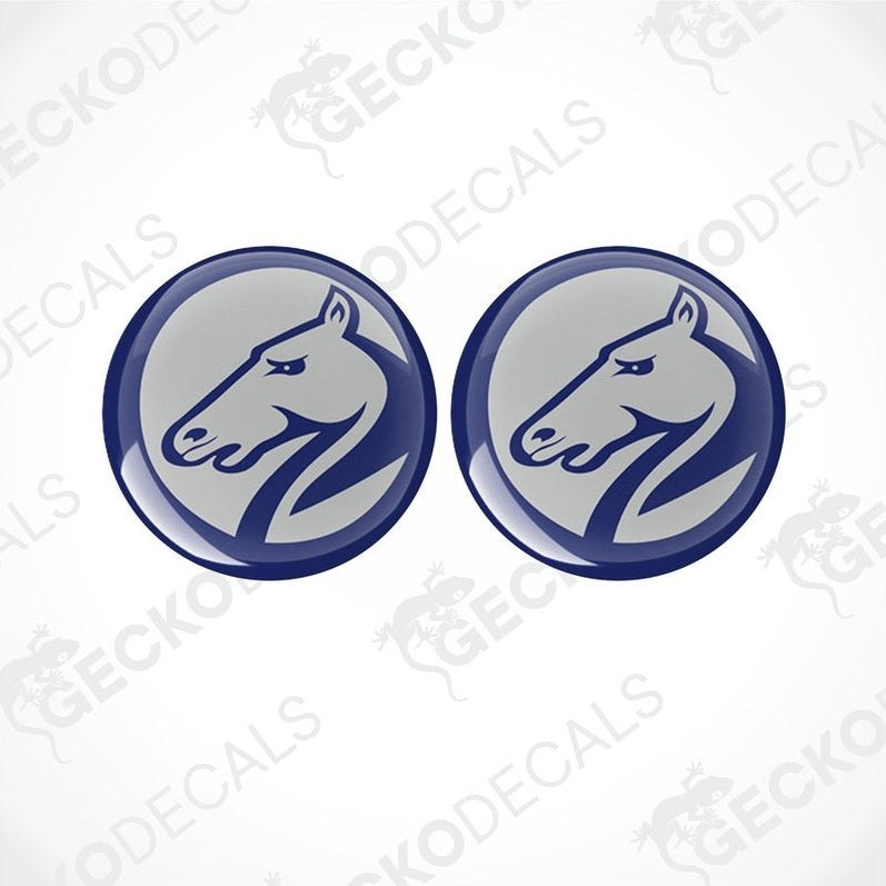 Set of two Bailey Pegasus circular epoxy resin stickers
