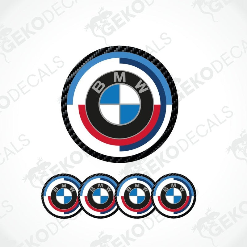 BMW logo decal set on a white background with 'Gekodecals' branding.