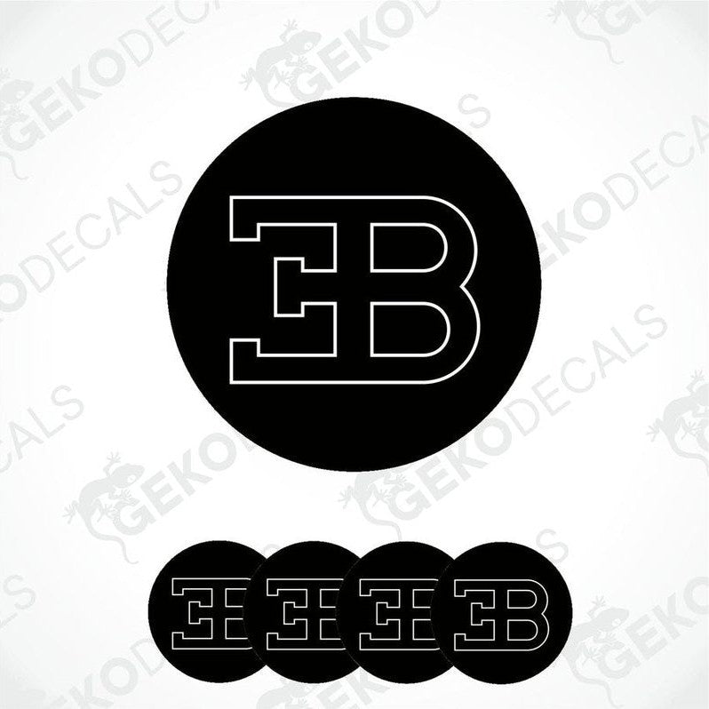 Set of four black vinyl decals with the Bugatti logo.