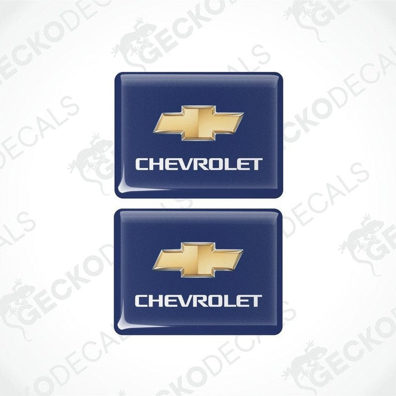 Two blue vinyl stickers with the CHEVROLET brand logo.