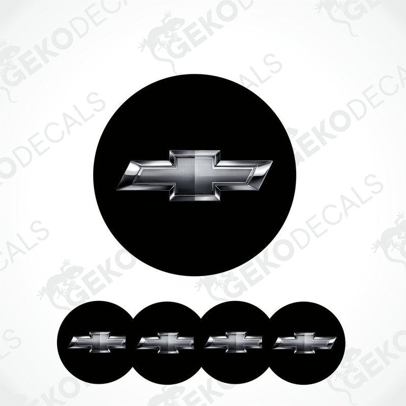 Set of five black vinyl decals with the CHEVROLET logo, three are round and two are rectangular.