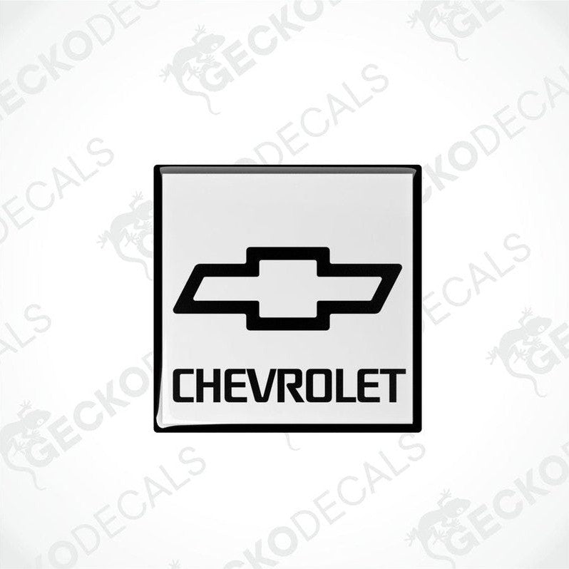 White and white vinyl stickers with a black Chevrolet logo.