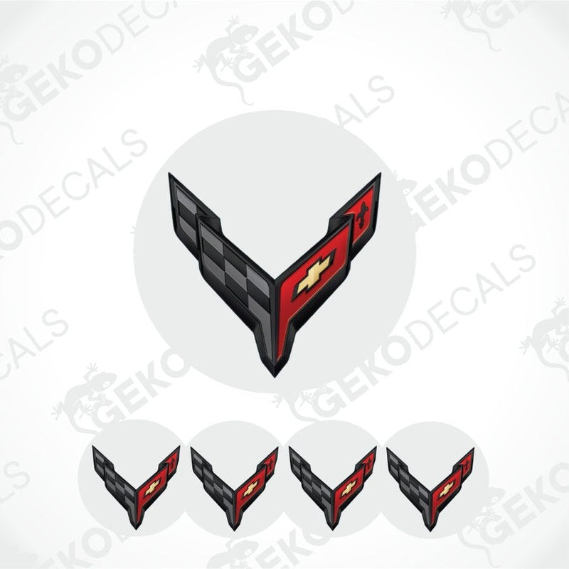 Chevrolet logo decal with red and black design on a white background