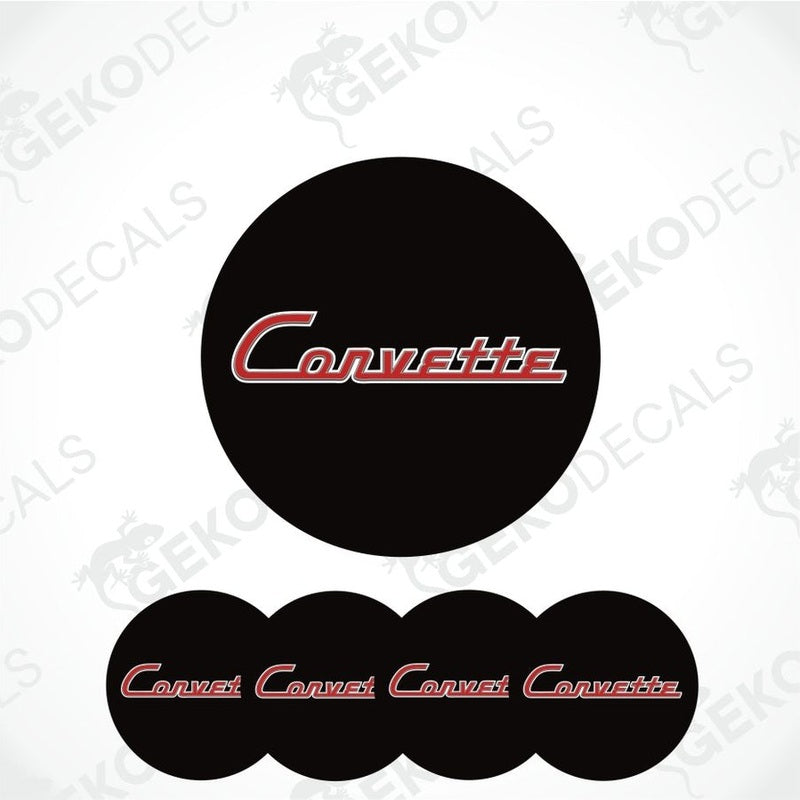 Black Corvette logo decal with red text on a white background