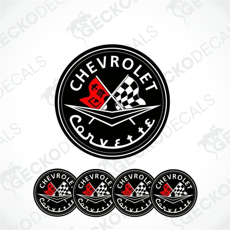 Chevrolet Corvette logo with checkered flag design on a white background