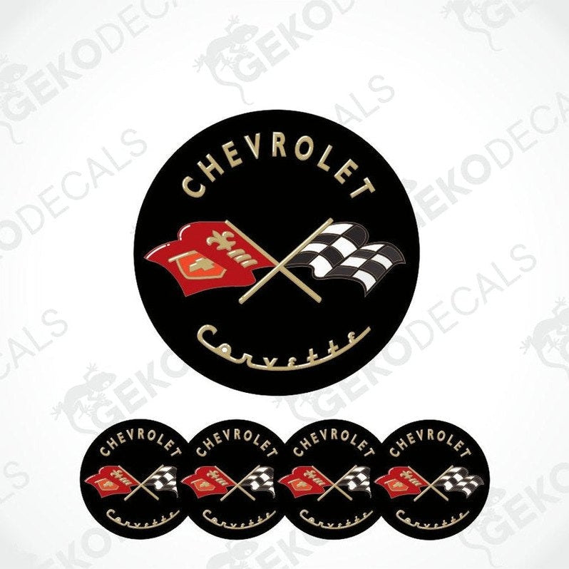 Chevrolet Corvette logo with flags on a white background