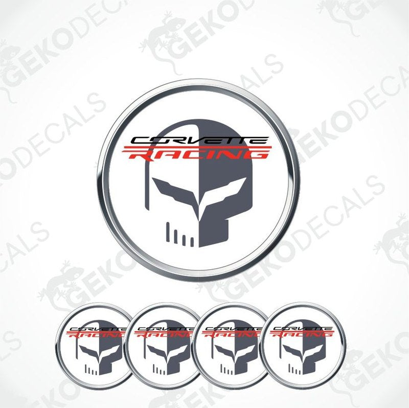Set of Corvette Racing logo decal stickers on a white background with 'Gekodecals' branding.