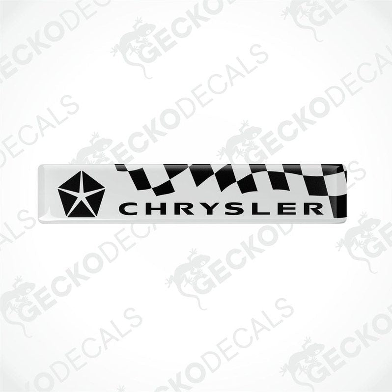 White and black vinyl stickers with the Chrysler logo and a checkered pattern.