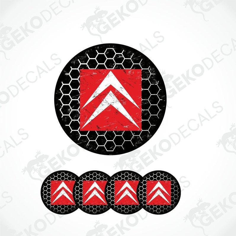 Set of four vinyl stickers with black patterns and the CITROEN car brand logo