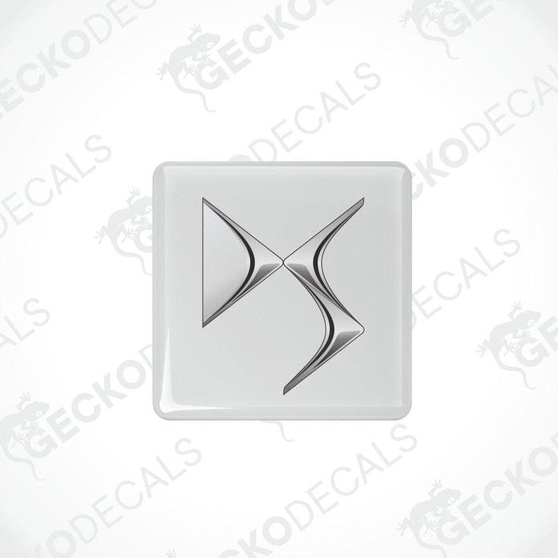 White and silver car decals with a geometric pattern design.