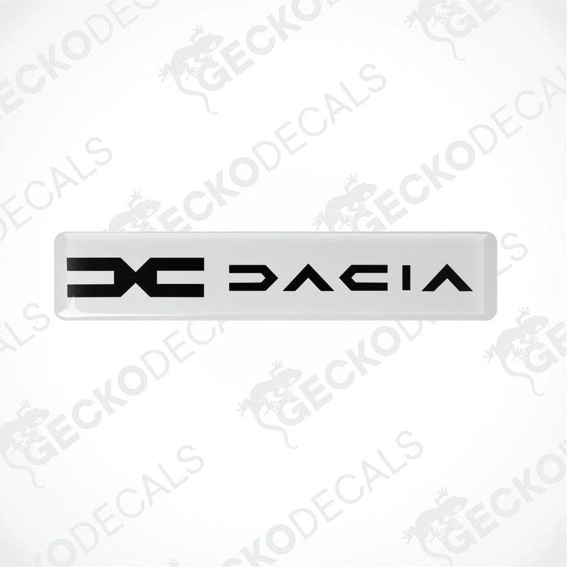 White vinyl decals with the word 'DACIA' written in black.