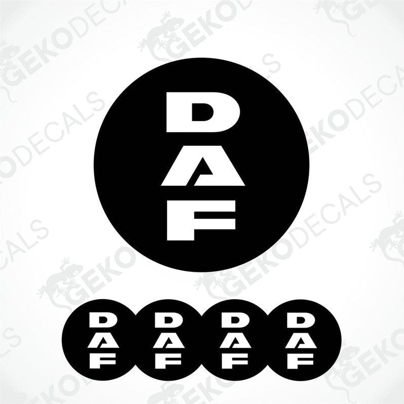 Set of black vinyl stickers with white DAF logo