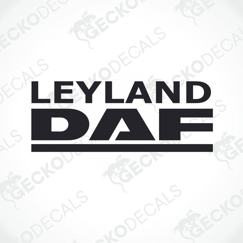 A black sticker with the text 'LEYLAND DAF' in white and black letters.