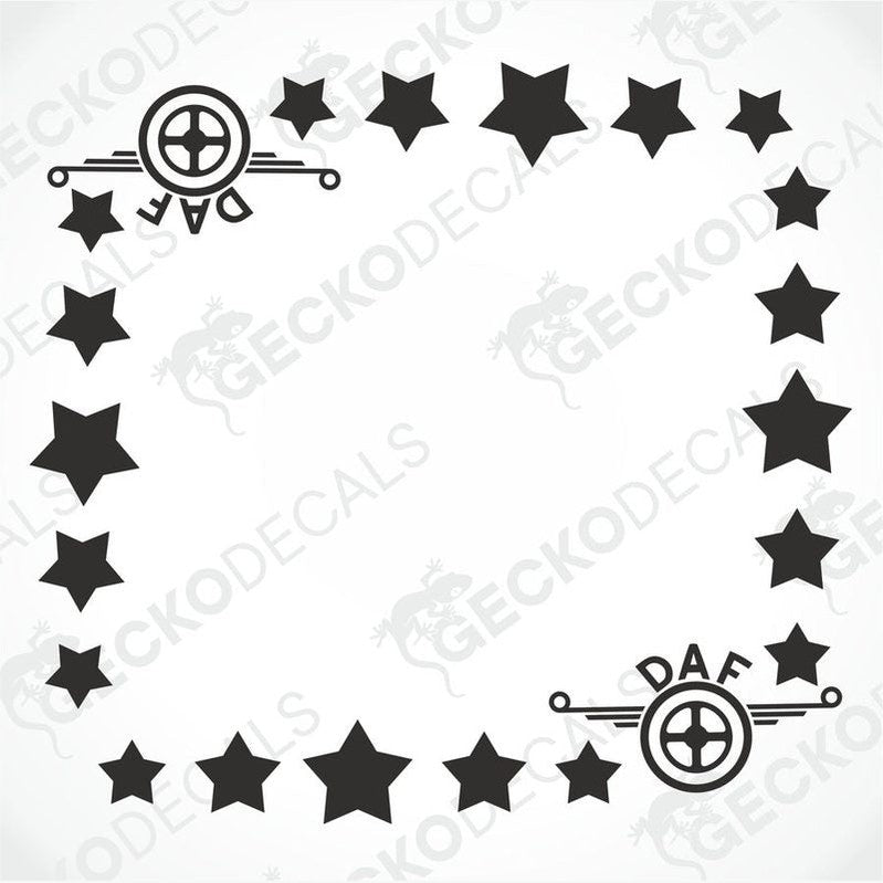 DAF Stars side window decals black die-cut vinyl truck sticker set