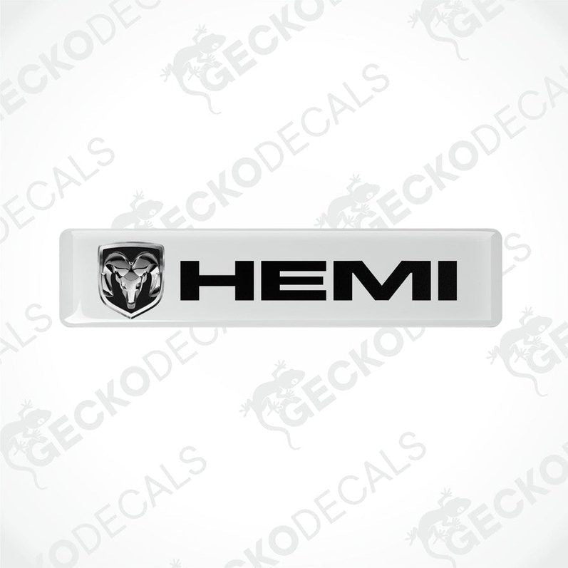 White vinyl stickers with the HEMI logo in black.