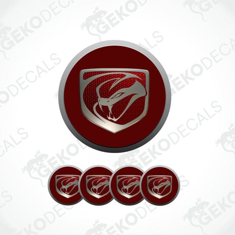 Set of metallic logos with a central emblem featuring a wolf's head on a red background, surrounded by smaller versions.