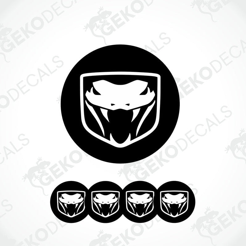A set of four vinyl decals featuring a black and white viper logo.