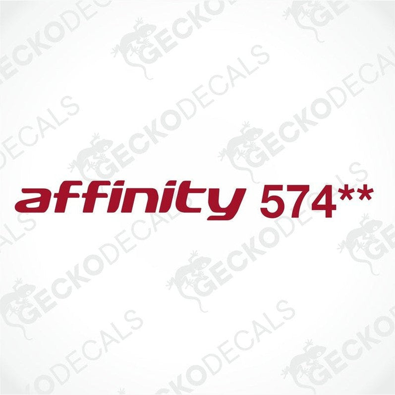 Red ELDDIS Affinity 574** caravan model die-cut decal with double asterisks