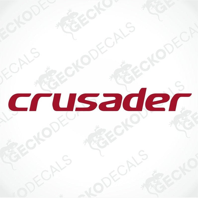 Red Crusader die-cut sticker for ELDDIS caravan exterior and interior use