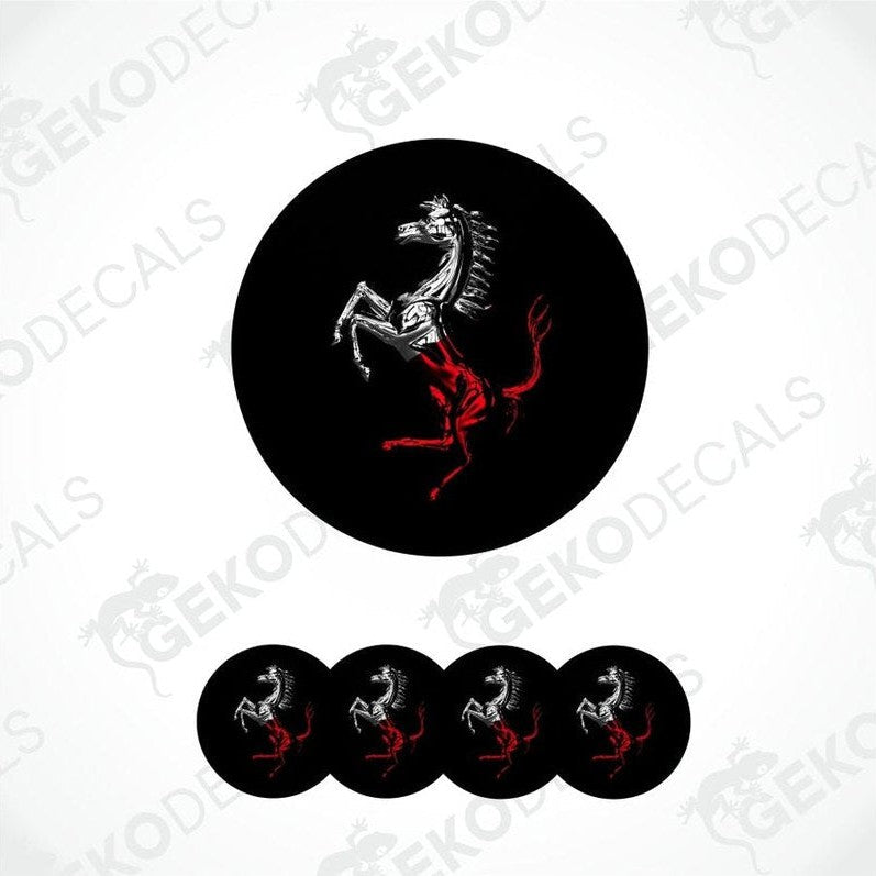 Set of circular decals with a horse design on a white background, featuring the brand 'Geckodecals'.