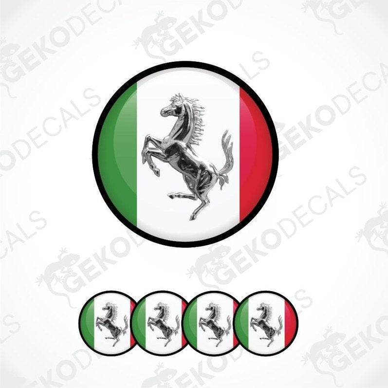 Ferrari logo with Italian flag design on a white background