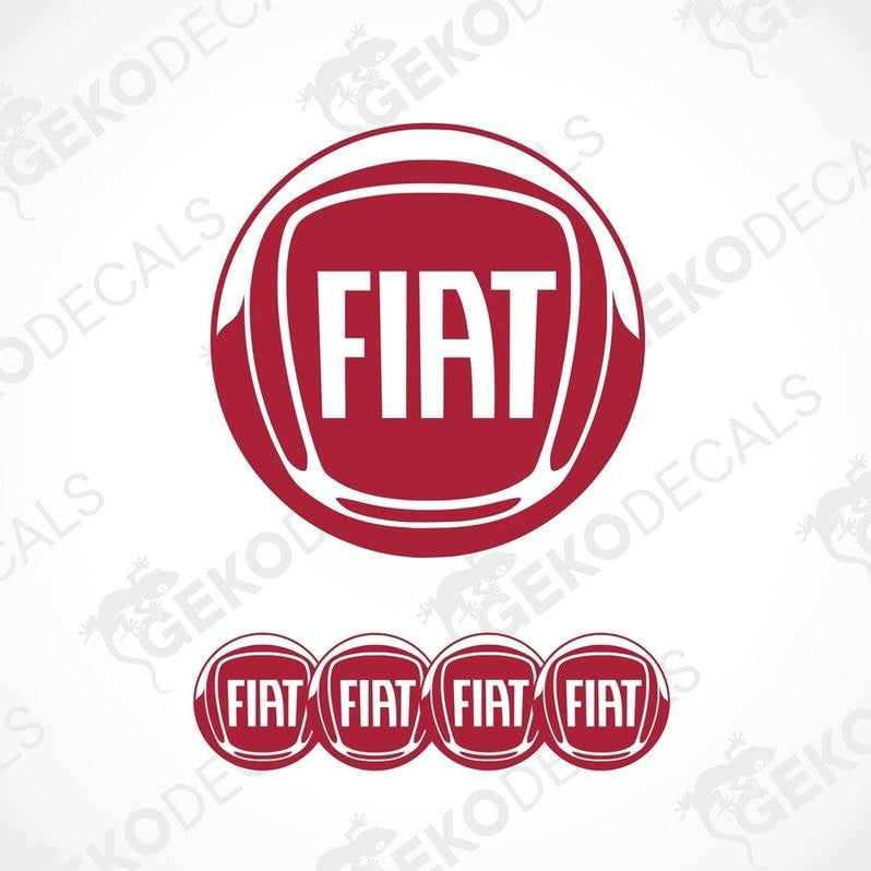 Red matte Fiat vinyl wheel cap decals set