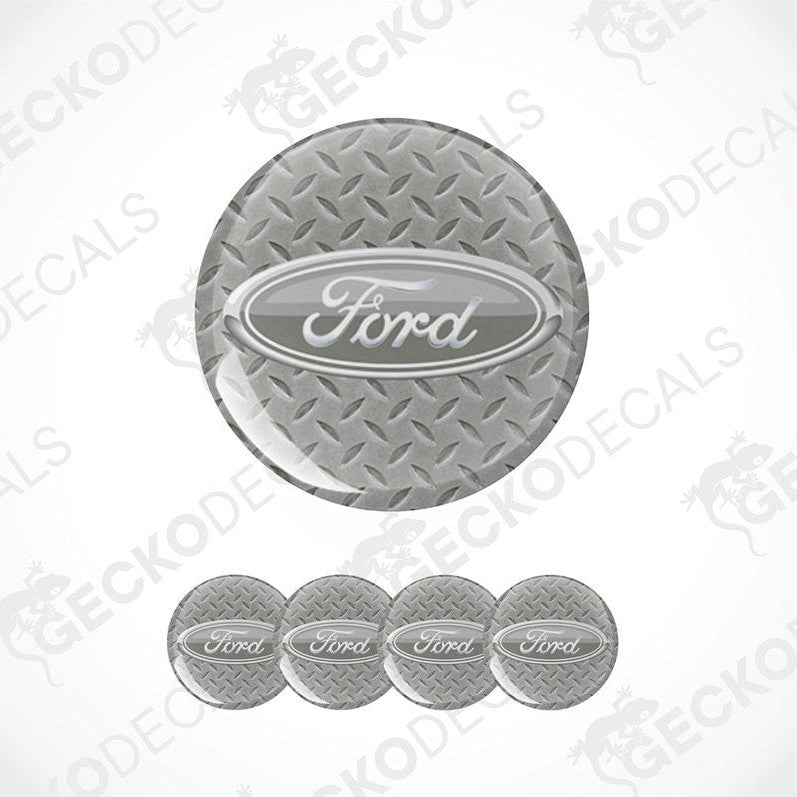 Ford logo with diamond plate pattern on a white background